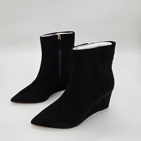 NWT Talbots "Emma" Wedge Suede Boots Black 9.5 - Picture 3 of 10